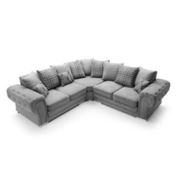 Abakus Direct Verona Corner Sofa In Light Grey Linen Fabric - thumbnail 4