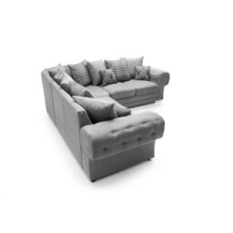 Abakus Direct Verona Corner Sofa In Light Grey Linen Fabric - thumbnail 6