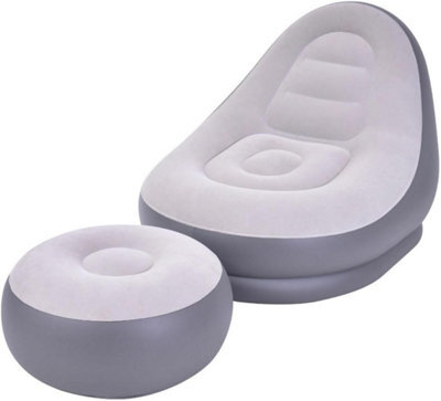 Trendi Inflatable 2 Piece Deluxe Lounger And Footstool/perfect Chair For Gaming Reading N Movie Watching/lounger Size 125X100X85