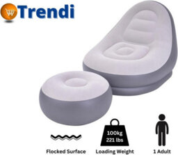 Trendi Inflatable 2 Piece Deluxe Lounger And Footstool/perfect Chair For Gaming Reading N Movie Watching/lounger Size 125X100X85 - thumbnail 2