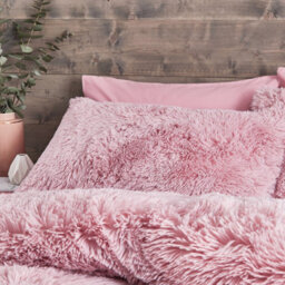 Catherine Lansfield Bedding Cuddly Deep Pile Duvet Cover Set With Pillowcases Blush Pink - thumbnail 2
