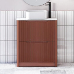 Royal Bathrooms Avenza 800mm Terracotta Clay Floor Standing Countertop Bathroom Vanity Unit 2 Drawer With Elena Basin
