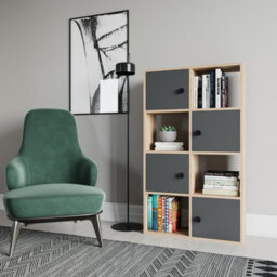 Decorotika Tasso 4-Tier And 4 Cabinets Bookcase Oak & Anthracite - thumbnail 2