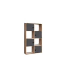 Decorotika Tasso 4-Tier And 4 Cabinets Bookcase Oak & Anthracite - thumbnail 3