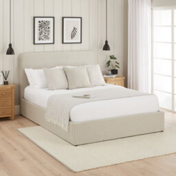The Furniture Market Soho Curved 5Ft King Size Storage Ottoman Bed - Natural Linen Fabric - thumbnail 2