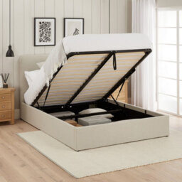 The Furniture Market Soho Curved 5Ft King Size Storage Ottoman Bed - Natural Linen Fabric - thumbnail 3