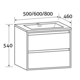 Plum&clay Norton Black & Oak Wall Hung Vanity Unit & Basin Set (W)800mm (H)530mm - thumbnail 6