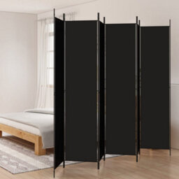Berkfield 6-Panel Room Divider Black 300X220 Cm Fabric - thumbnail 1