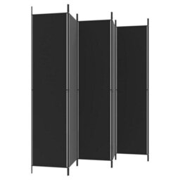 Berkfield 6-Panel Room Divider Black 300X220 Cm Fabric - thumbnail 5