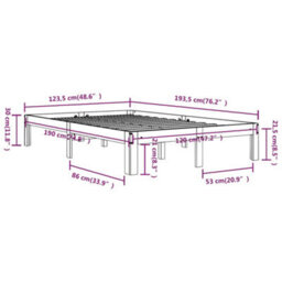 Berkfield Bed Frame White Solid Wood 120X190 Cm Small Double - thumbnail 8