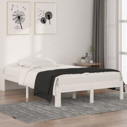 Berkfield Bed Frame White Solid Wood 120X190 Cm Small Double - thumbnail 1