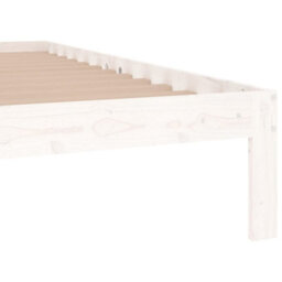 Berkfield Bed Frame White Solid Wood 120X190 Cm Small Double - thumbnail 6
