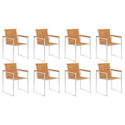 Berkfield Garden Chairs 8 Pcs Solid Acacia Wood And Stainless Steel - image 1