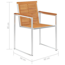 Berkfield Garden Chairs 8 Pcs Solid Acacia Wood And Stainless Steel - thumbnail 8