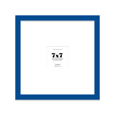"7X7"" Blue Picture Frame - 7X7"" Square Frame With 3X3"" Mount For 7X7""/3X3"" Pictures Art Deco Style Room Decor, 1 Pack" - image 1