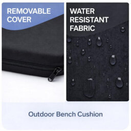 House Of Home Outdoor Bench Cushion Black 3 Seater 140Cm - thumbnail 6