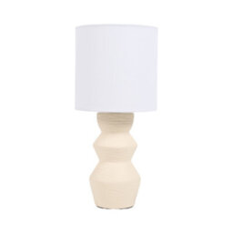 Deenz Sleek Zaya Modern Lamp Ceramic Base Minimalist Shape 3-Tier Drum Shade Fixture Indoor Lighting Solution Decor Beige 35X16 Cm - thumbnail 2