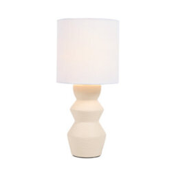 Deenz Sleek Zaya Modern Lamp Ceramic Base Minimalist Shape 3-Tier Drum Shade Fixture Indoor Lighting Solution Decor Beige 35X16 Cm - thumbnail 1