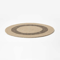 Homescapes Linen & Black Braided 100% Cotton Round Placemats Set Of 4 - thumbnail 5