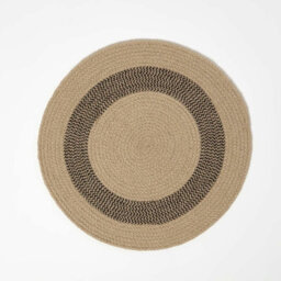 Homescapes Linen & Black Braided 100% Cotton Round Placemats Set Of 4 - thumbnail 2