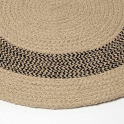 Homescapes Linen & Black Braided 100% Cotton Round Placemats Set Of 4 - thumbnail 3
