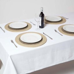 Homescapes Linen & Black Braided 100% Cotton Round Placemats Set Of 4 - thumbnail 6