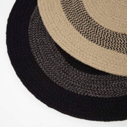 Homescapes Linen & Black Braided 100% Cotton Round Placemats Set Of 4 - thumbnail 7