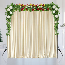Neel Blue Ivory Velvet Backdrop Curtain Wrinkle-Free Polyester Fabric Background With Drapes, 3X3 Metres - thumbnail 1
