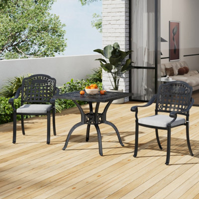 Breeins 3 Pieces Outdoor Garden Furniture Set Dining Set Metal Coffee Set For Garden Patio Lounge Balcony With Umbrella Hole - image 1