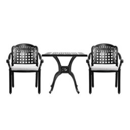 Breeins 3 Pieces Outdoor Garden Furniture Set Dining Set Metal Coffee Set For Garden Patio Lounge Balcony With Umbrella Hole - thumbnail 4