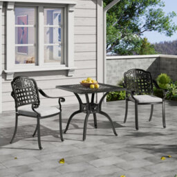 Breeins 3 Pieces Outdoor Garden Furniture Set Dining Set Metal Coffee Set For Garden Patio Lounge Balcony With Umbrella Hole - thumbnail 2