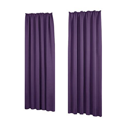 Deconovo Pencil Pleat Curtains Solid Blackout Curtains Thermal Insulated Curtains For Bedroom W55 X L87 Inch Dark Purple One Pair - image 1