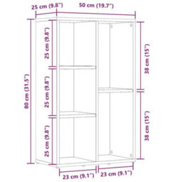 Vidaxl Bookcase Black Oak 50X25X80 Cm Engineered Wood - thumbnail 3