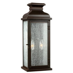 Elegant Outdoor Ip44 Twin Wall Light In Dark Aged Copper With Led E14 Bulbs - thumbnail 1