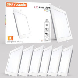 Paul Russells Led Square Panel Ceiling Lights, 18W 1980 Lumens, Spotlights, Ip20, 4000K Cool White, Pack Of 6 - thumbnail 1
