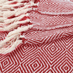 Ehc Luxury Reversible Super Soft Cotton Diamond Large Throw For Sofa, Double Bed , Armchair - Red, 150 X 200 Cm - thumbnail 6