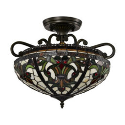 Belofay Tiffany Ceiling Light Semi Flush Stained Glass Handmade Uplighter Shade Ceiling Lights For Living Room, 16X11 Inches - thumbnail 4