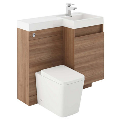Plum&clay Solstice Natural Oak Right Hand Bathroom Vanity Basin & Wc Unit Combination (W)900mm (H)890mm - image 1