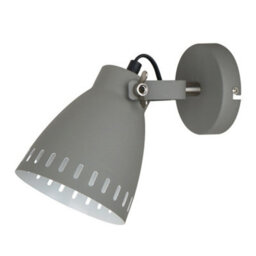 Luminosa Lighting Luminosa Industrial And Retro Wall Lamp Satin Grey 1 Light With Grey Shade, E27