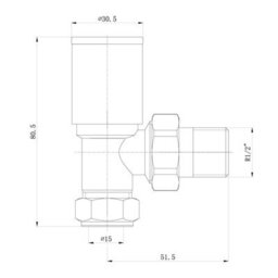 Plum&clay Pair Of Modern Angled Grey Towel Rail Radiator Valves Pair 15mm 1/2 Inch Round Top Design - thumbnail 2