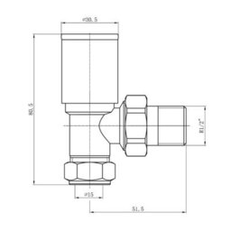 Plum&clay Pair Of Modern Angled Grey Towel Rail Radiator Valves Pair 15mm 1/2 Inch Round Top Design - thumbnail 3