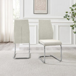 Furniturebox Enna White Glass Extending Dining Table With 6 Cream Fabric Lorenzo Chairs - thumbnail 9