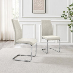 Furniturebox Enna White Glass Extending Dining Table With 6 Cream Fabric Lorenzo Chairs - thumbnail 8