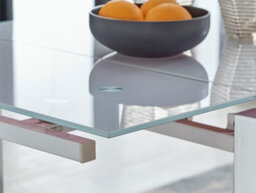 Furniturebox Enna White Glass Extending Dining Table With 6 Cream Fabric Lorenzo Chairs - thumbnail 5