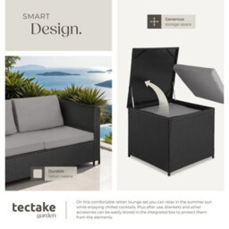 Tectake Garden Furniture Set Siena - For 4 People, With Large Storage Box, Thick Seat Cushions  - Black/grey - thumbnail 4