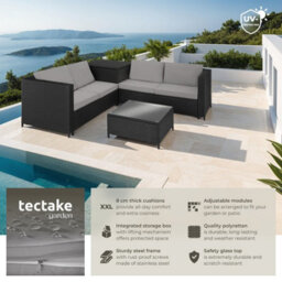 Tectake Garden Furniture Set Siena - For 4 People, With Large Storage Box, Thick Seat Cushions  - Black/grey - thumbnail 2
