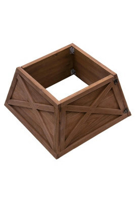 Christmas Tree World Natural Brown Wooden Christmas Tree Skirt (Fits 4Ft/120Cm-6Ft/180Cm Trees) - image 1