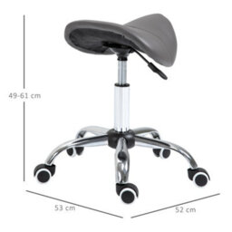 Homcom Cosmetic Stool 360 Rotate Height Adjustable Salon Massage Spa Chair Hydraulic Rolling Saddle Stool Mobility, Grey - thumbnail 3