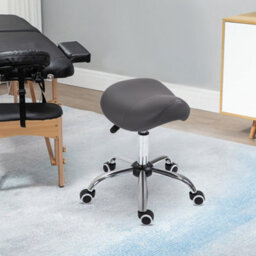 Homcom Cosmetic Stool 360 Rotate Height Adjustable Salon Massage Spa Chair Hydraulic Rolling Saddle Stool Mobility, Grey - thumbnail 1
