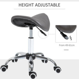 Homcom Cosmetic Stool 360 Rotate Height Adjustable Salon Massage Spa Chair Hydraulic Rolling Saddle Stool Mobility, Grey - thumbnail 4